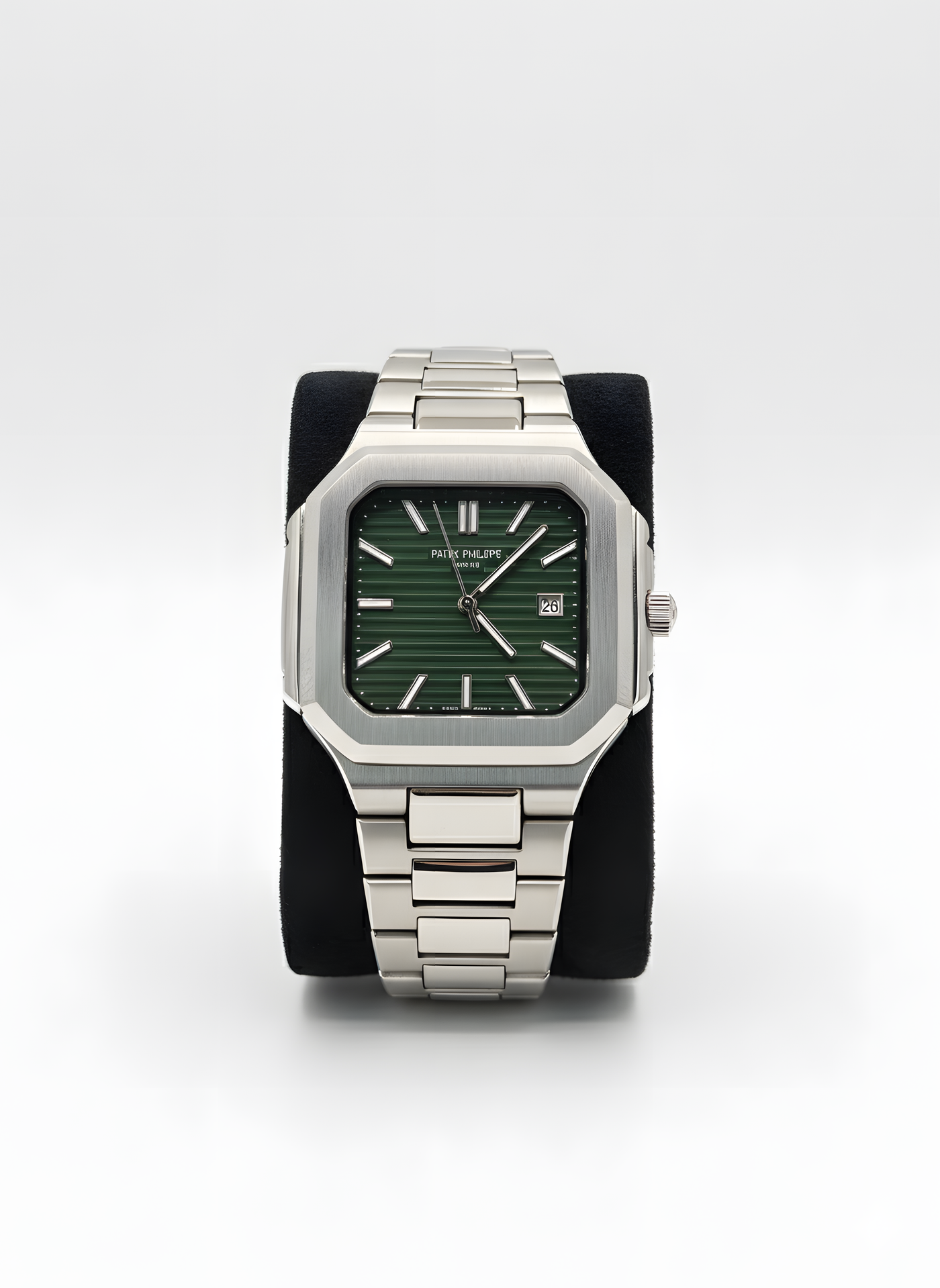 Patek Philippe Square Date With Green Dial Stainless Steel Watch