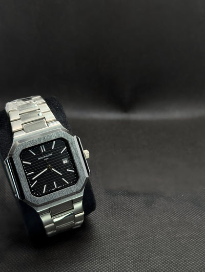 Patek Philippe Square Date With Black Dial Stainless Steel Watch