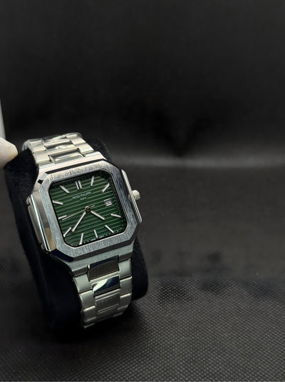 Patek Philippe Square Date With Green Dial Stainless Steel Watch