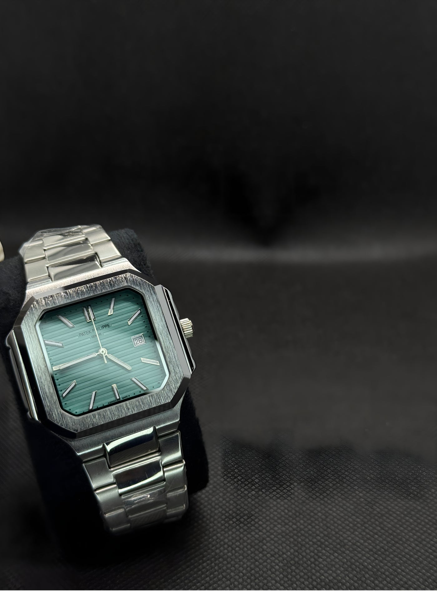 Patek Philippe Square Date Aqua Blue Dial Stainless Steel Watch