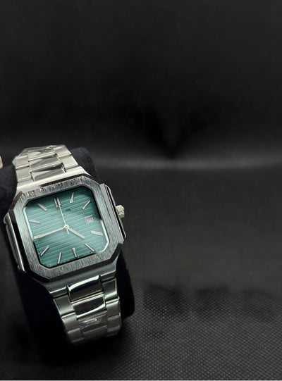 Patek Philippe Square Date Aqua Blue Dial Stainless Steel Watch